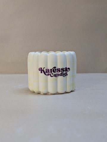 Yellow Ribbed Cushion Concrete Candle Jar For Candle Making