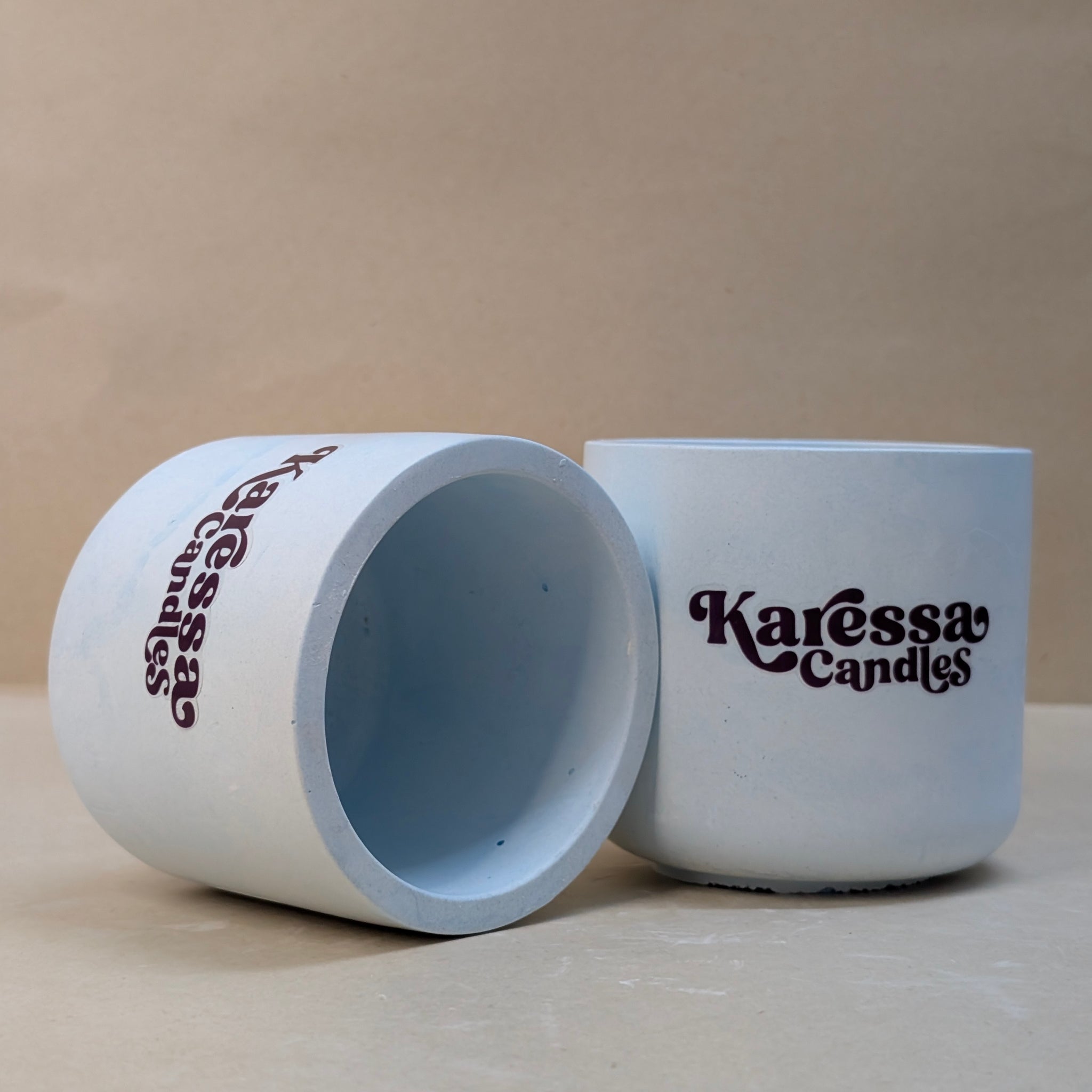 Blue Glass Shaped Concrete Jar For Candle Making