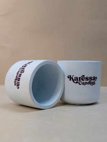 Blue Glass Shaped Concrete Jar For Candle Making