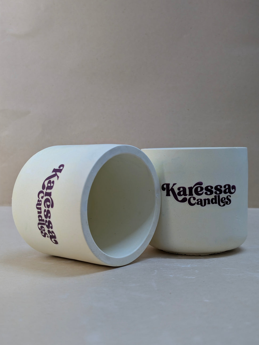 Yellow Glass Shaped Concrete Jar For Candle Making