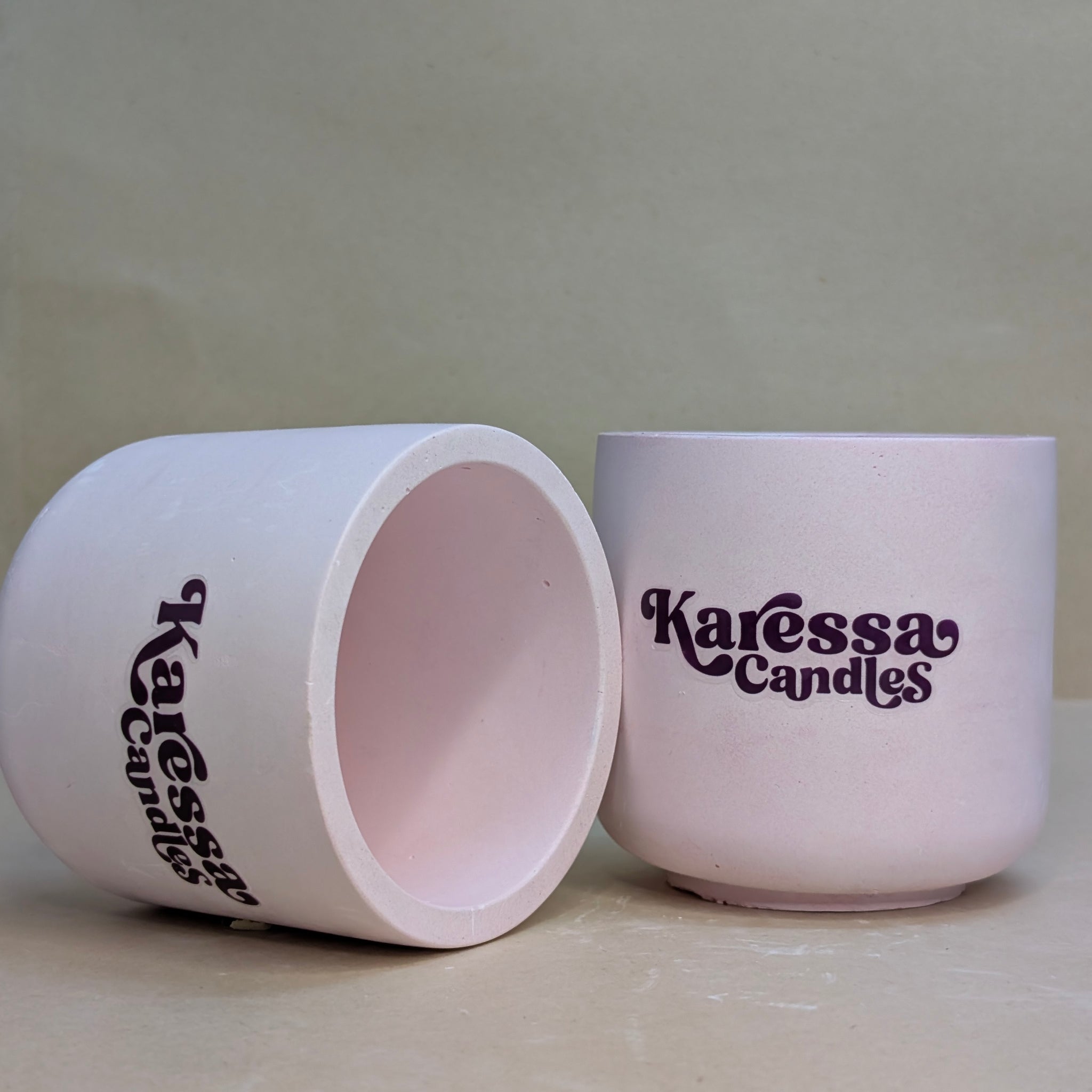 Pink Glass Shaped Concrete Jar For Candle Making
