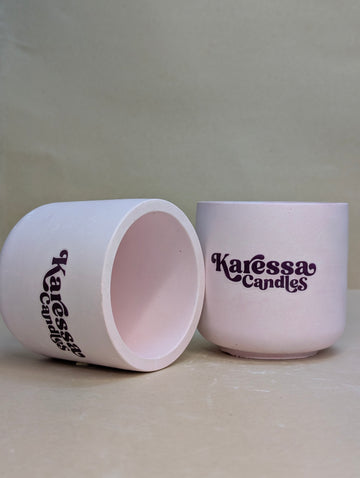 Pink Glass Shaped Concrete Jar For Candle Making