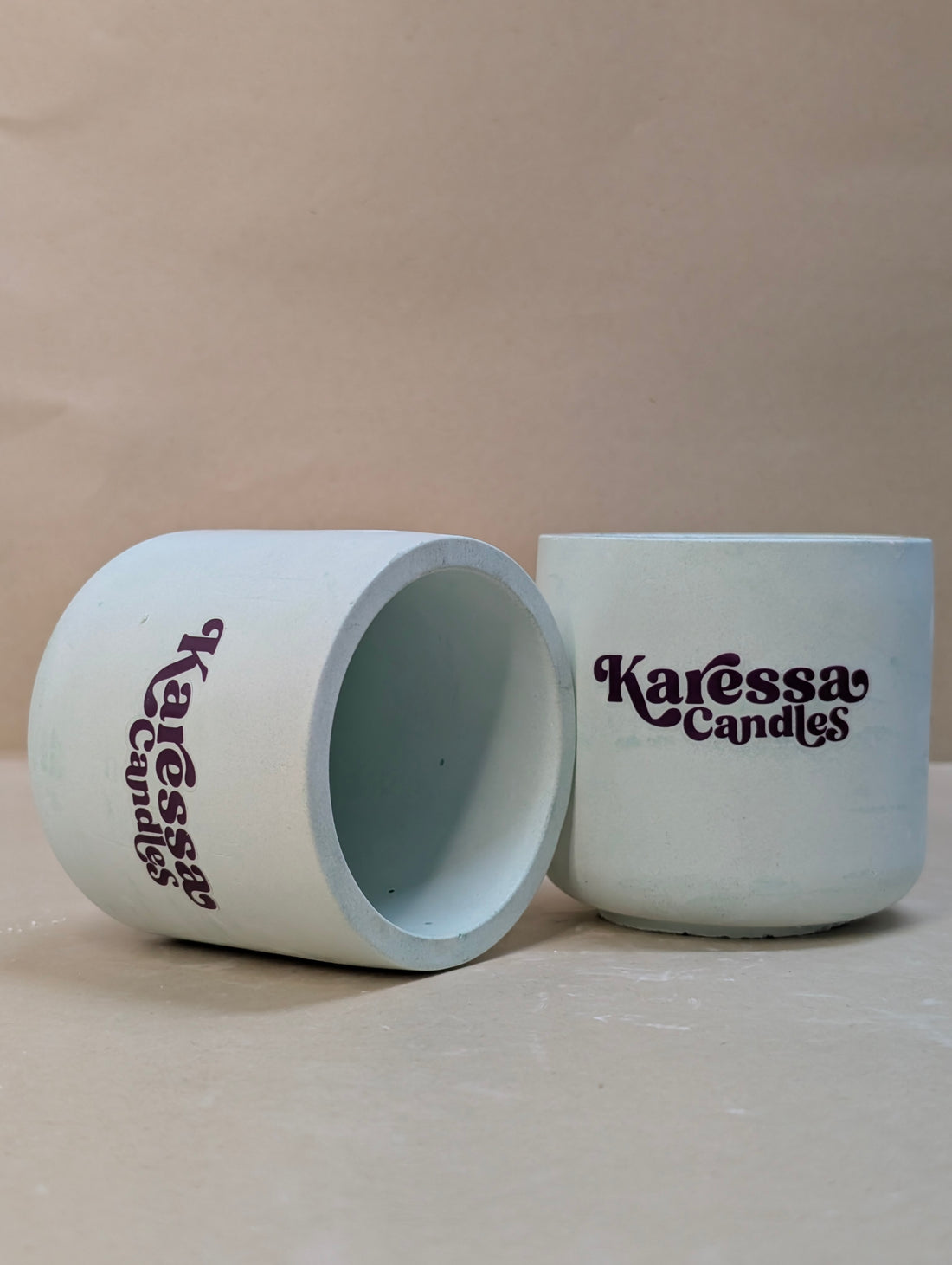Green Glass Shaped Concrete Jar For Candle Making