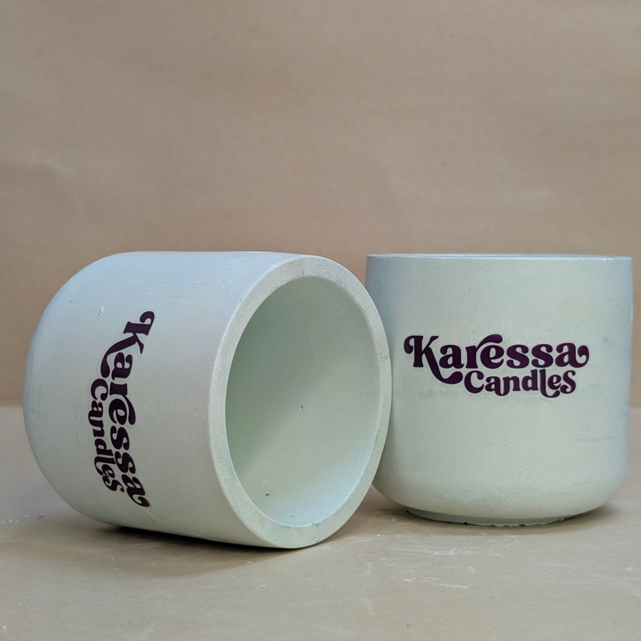 Green Glass Shaped Concrete Jar For Candle Making