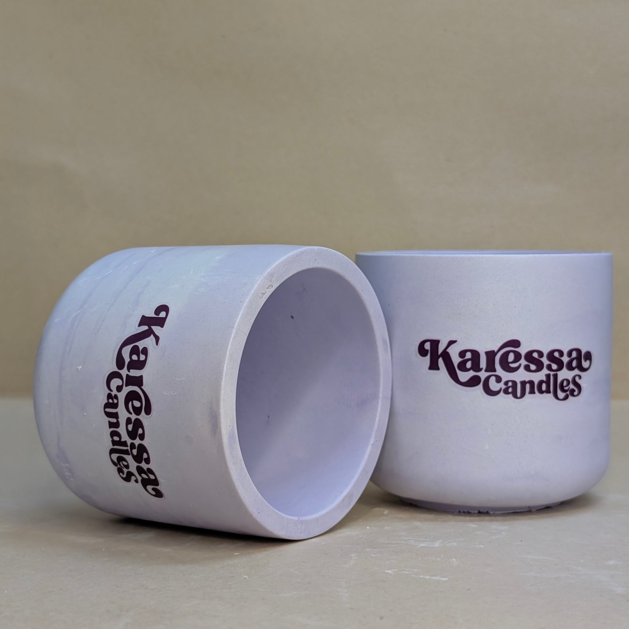 Purple Glass Shaped Concrete Jar For Candle Making