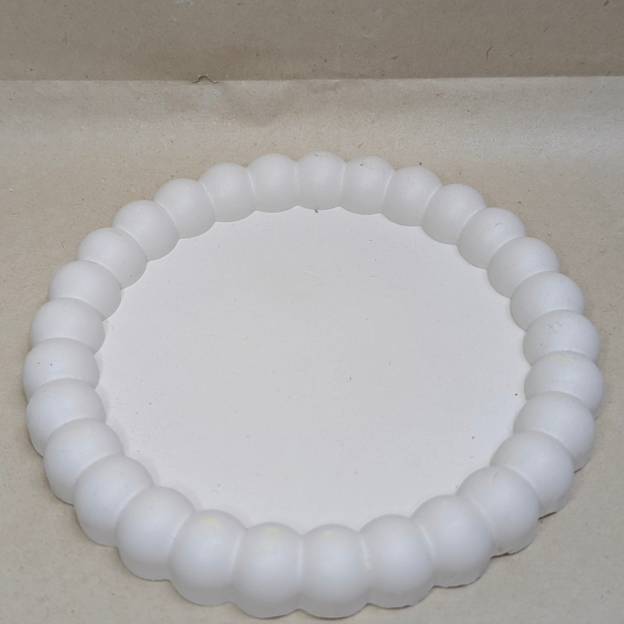 White Concrete Bubble Circle Tray For Jewellery