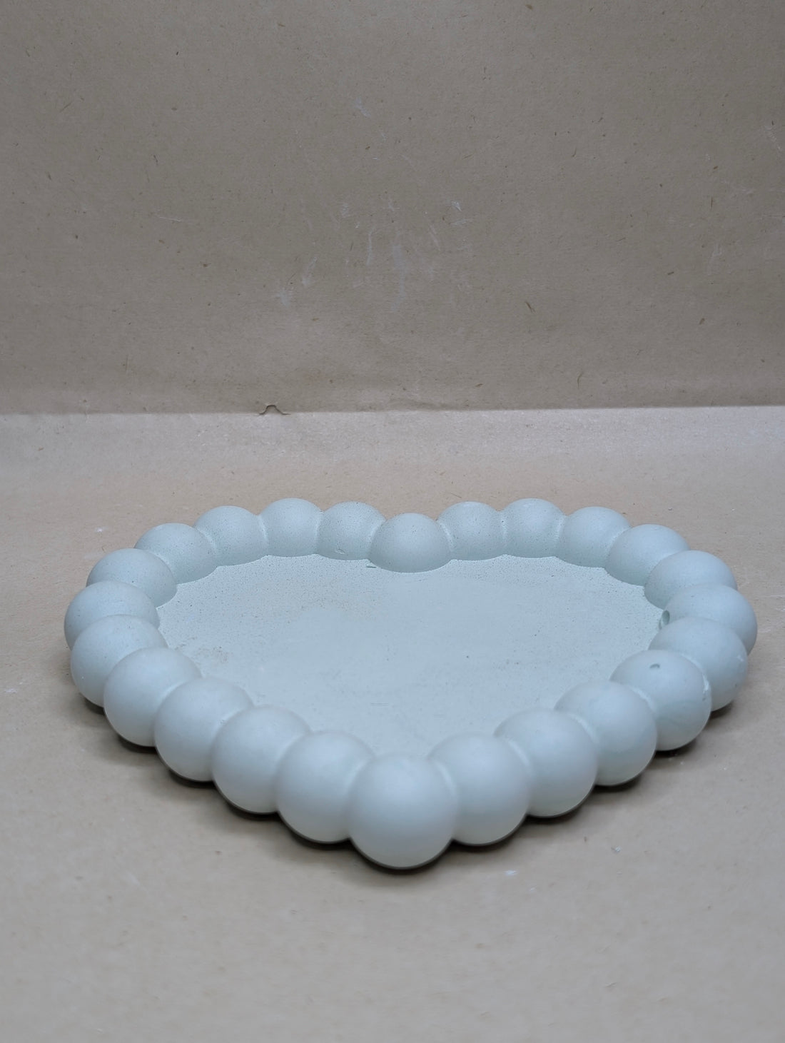 Green Heart Shape Concrete Bubble Tray For Jewellery