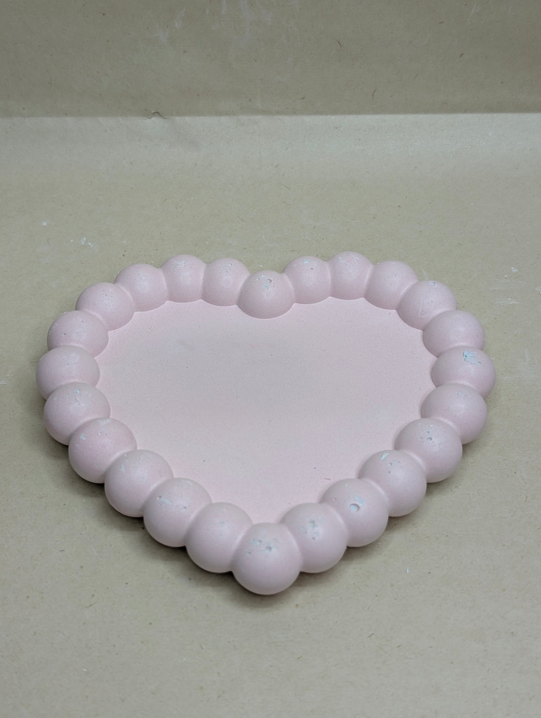 Pink Heart Shape Concrete Bubble Tray For Jewellery