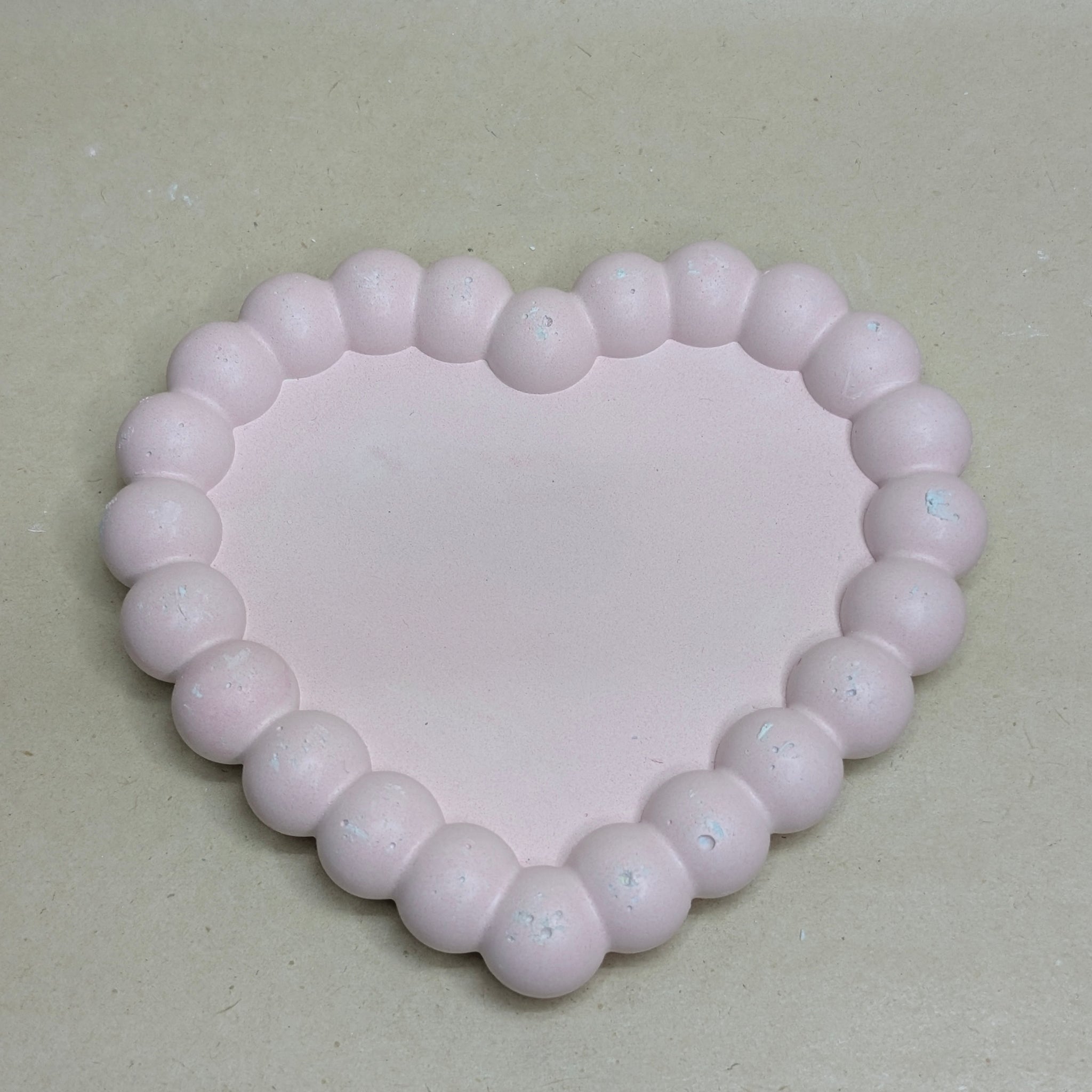 Pink Heart Shape Concrete Bubble Tray For Jewellery
