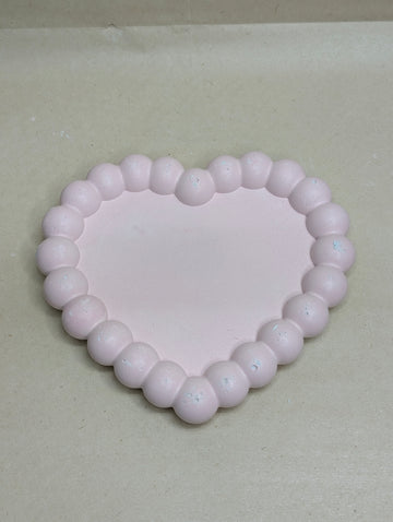 Pink Heart Shape Concrete Bubble Tray For Jewellery