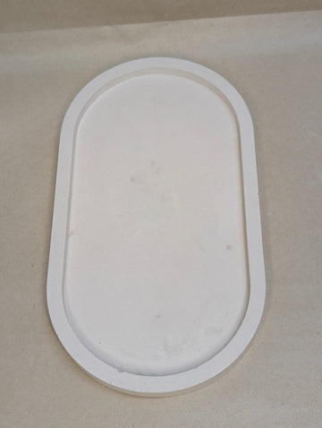White Long Oval Concrete Tray For Jewellery
