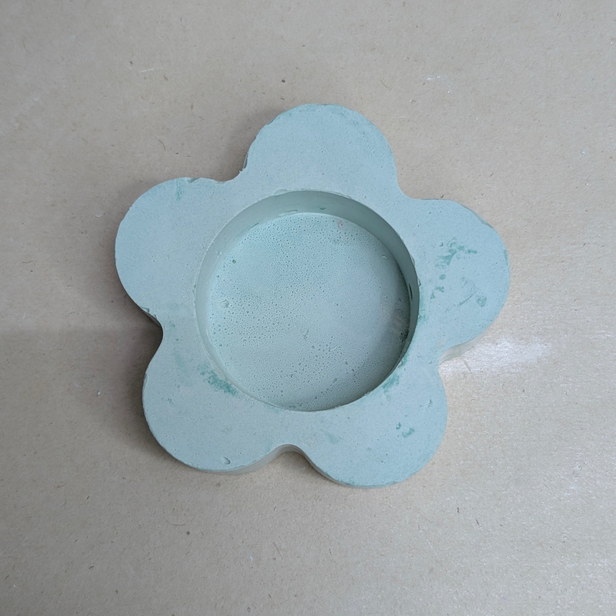 Green Flower Shaped Tealight Jar Candle Holder