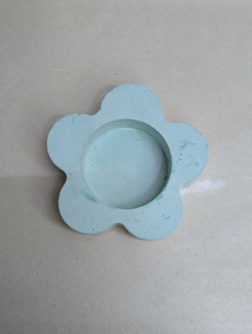 Green Flower Shaped Tealight Jar Candle Holder