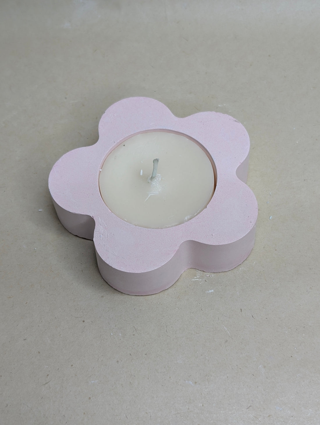 Pink Flower Shaped Tealight Jar Candle Holder