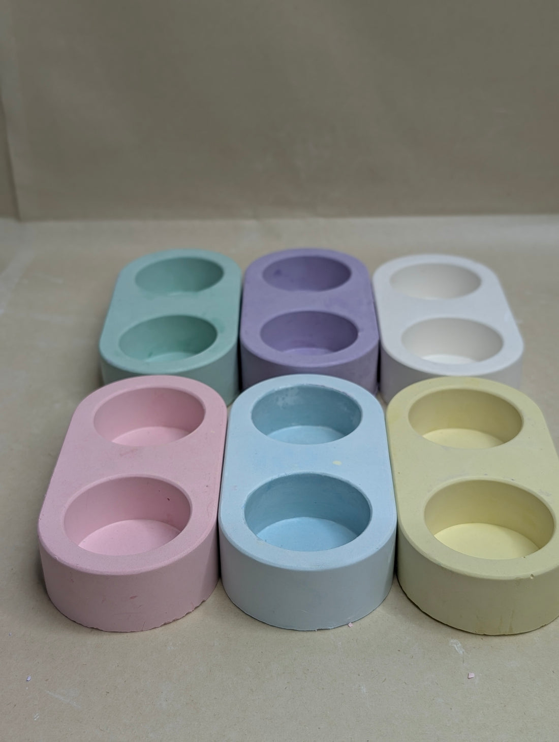 2 Cavity Concrete Tealight Candle Holder