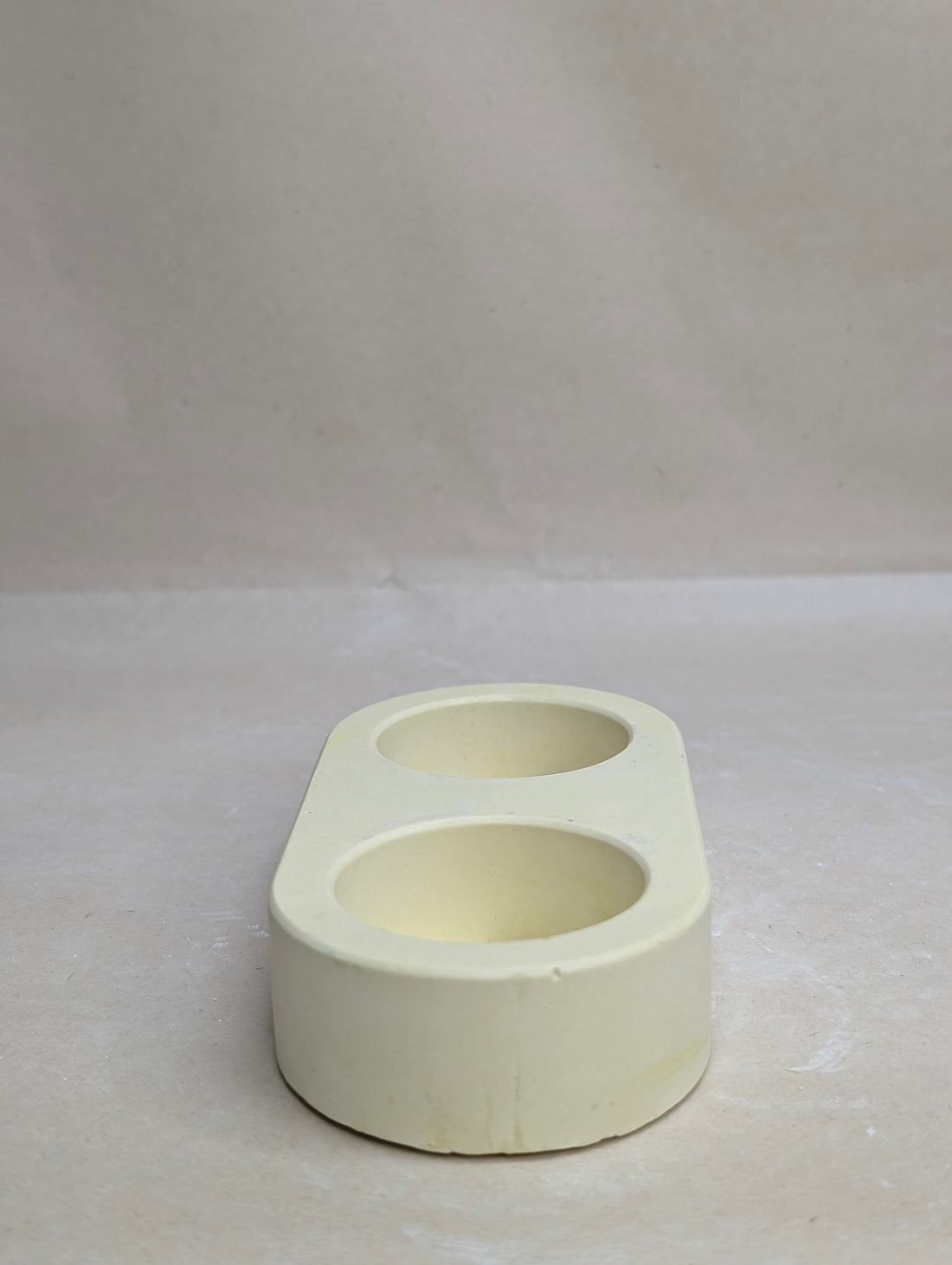 Yellow 2 Cavity Concrete Tealight Candle Holder
