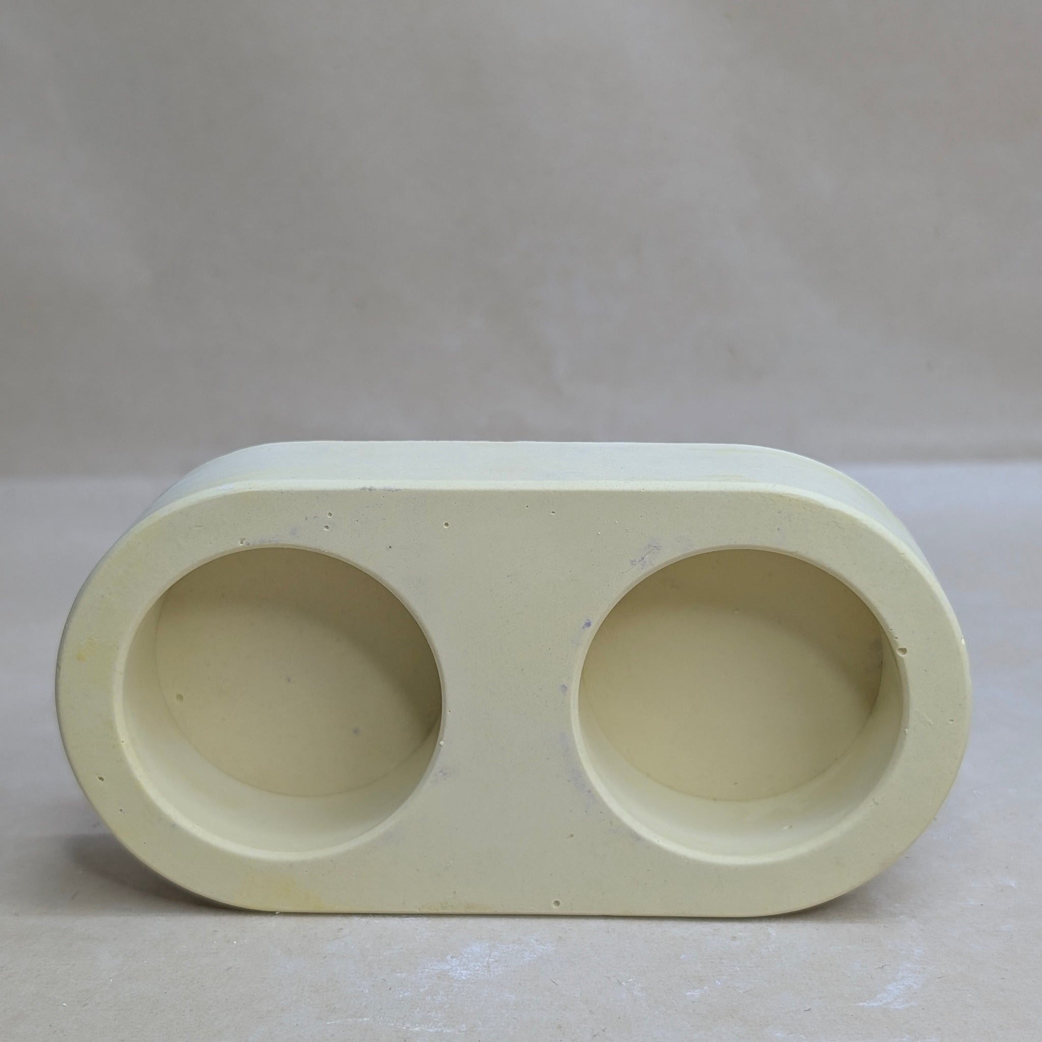 Yellow 2 Cavity Concrete Tealight Candle Holder