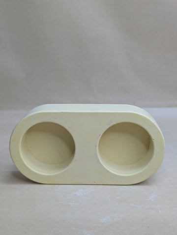 Yellow 2 Cavity Concrete Tealight Candle Holder