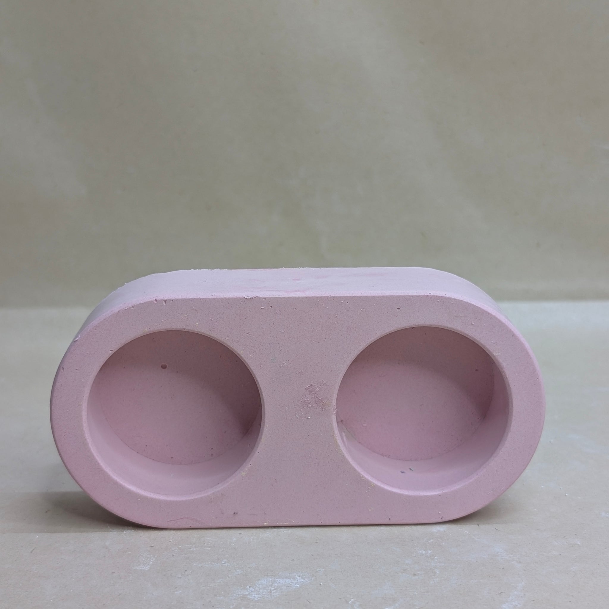 Pink 2 Cavity Concrete Tealight Candle Holder
