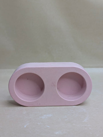 Pink 2 Cavity Concrete Tealight Candle Holder
