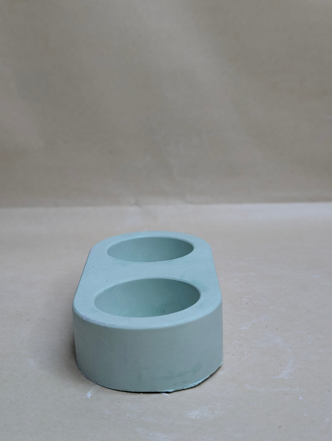 Green 2 Cavity Concrete Tealight Candle Holder