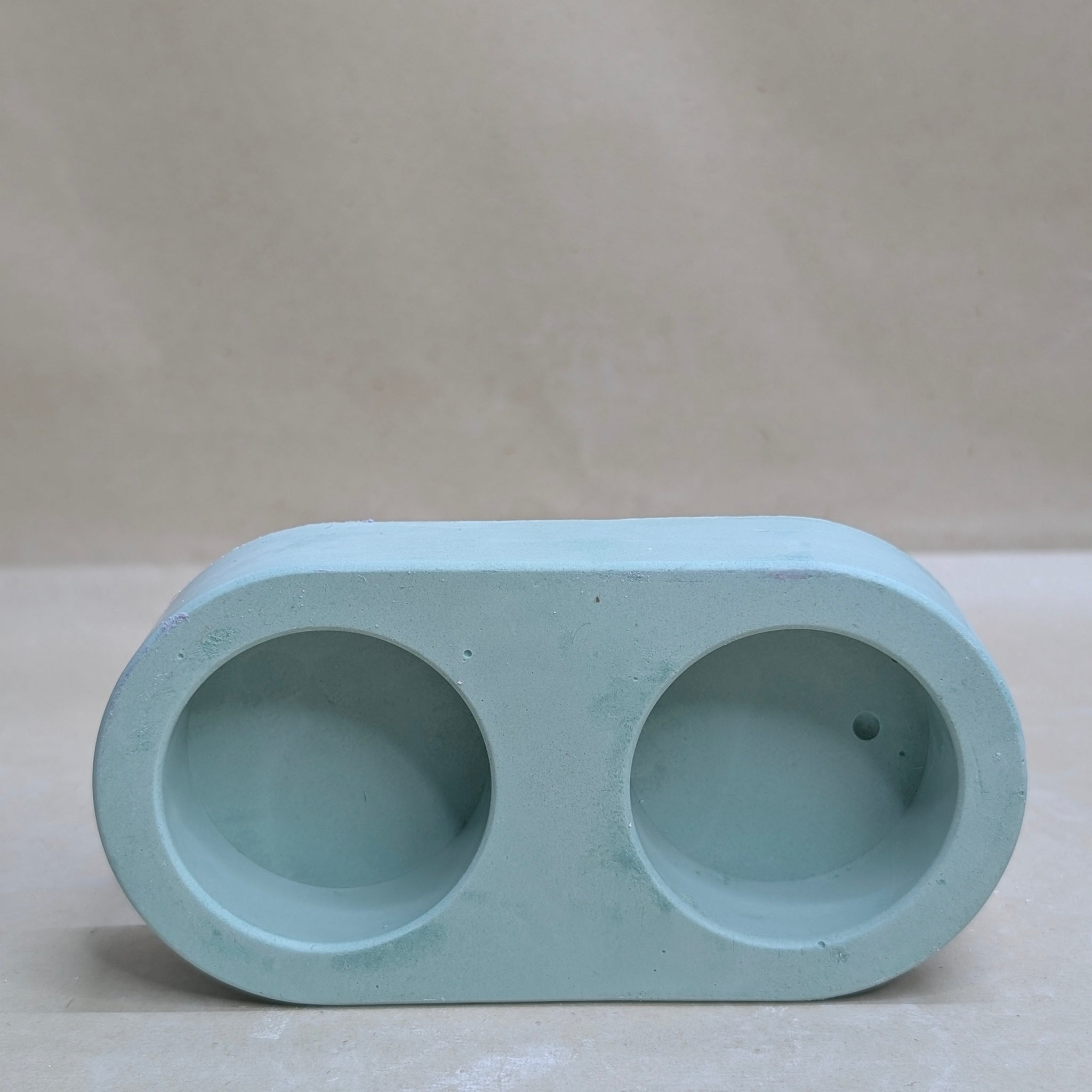 Green 2 Cavity Concrete Tealight Candle Holder