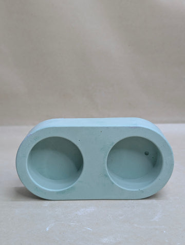 Green 2 Cavity Concrete Tealight Candle Holder