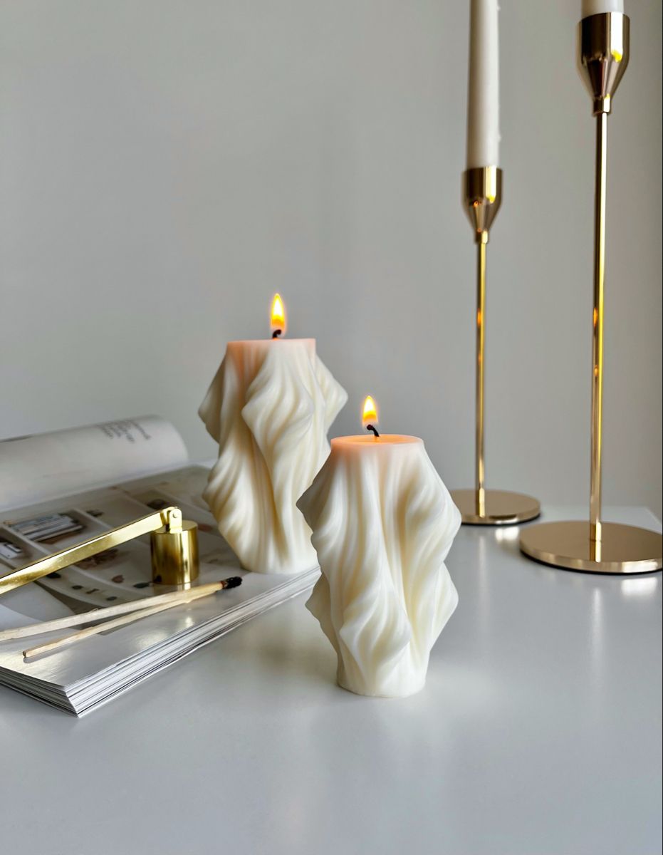 swirly pillar candle home decor candles natural soy wax chocolate scented candle