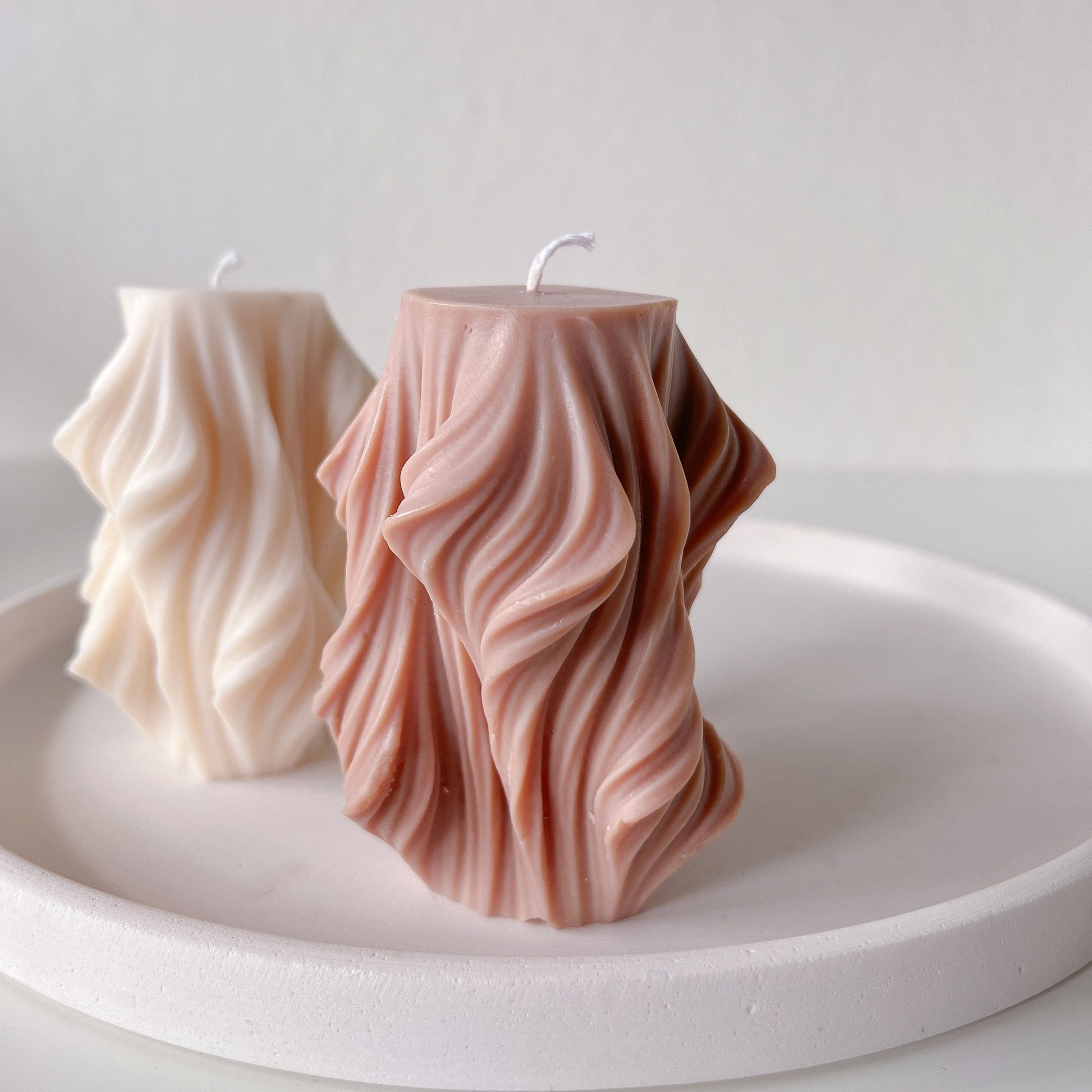swirly pillar candle home decor candles natural soy wax chocolate scented candle