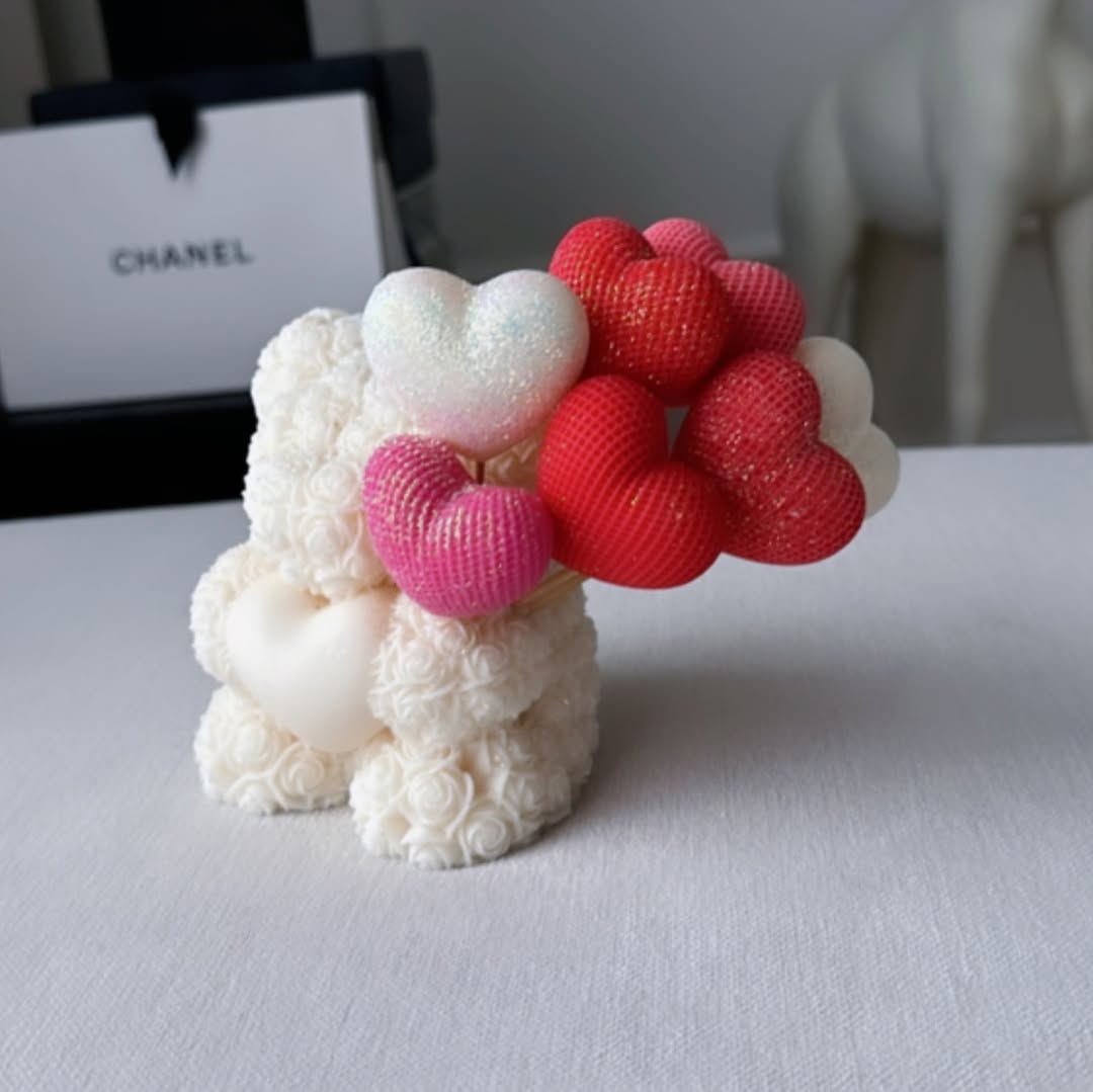 red teddy with hearts candle big teddy bear candle valentines day big bear hearts candle gift for valentines day candle
