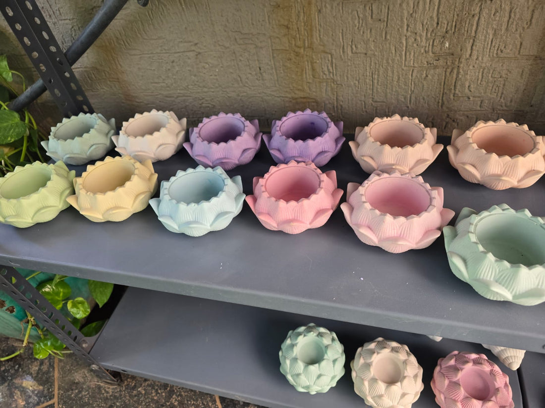 Lotus Candle Jar Lotus Concrete Candle Jar for Candle Making