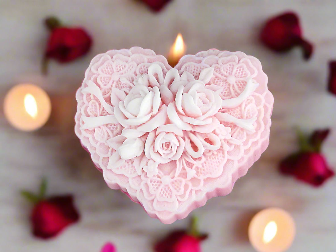 Scented Heart Candle Rose Heart Candle