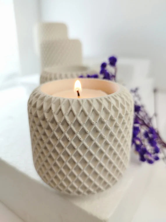 concrete mesh pot candle soy wax candle