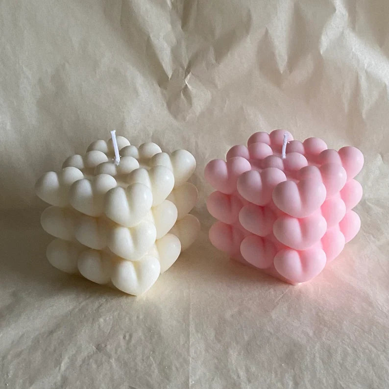 Heart Bubble Candle Heart Shaped Valentines Candle Love Candles Pack of 2