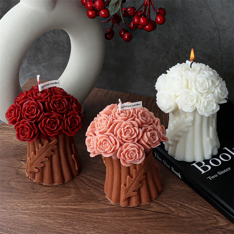 bouquet of flowers candle rose bouquet candle valentines day gift lemongrass scented