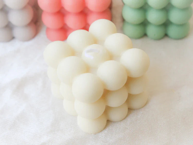 big bubble candle white lilly scented bubble candle