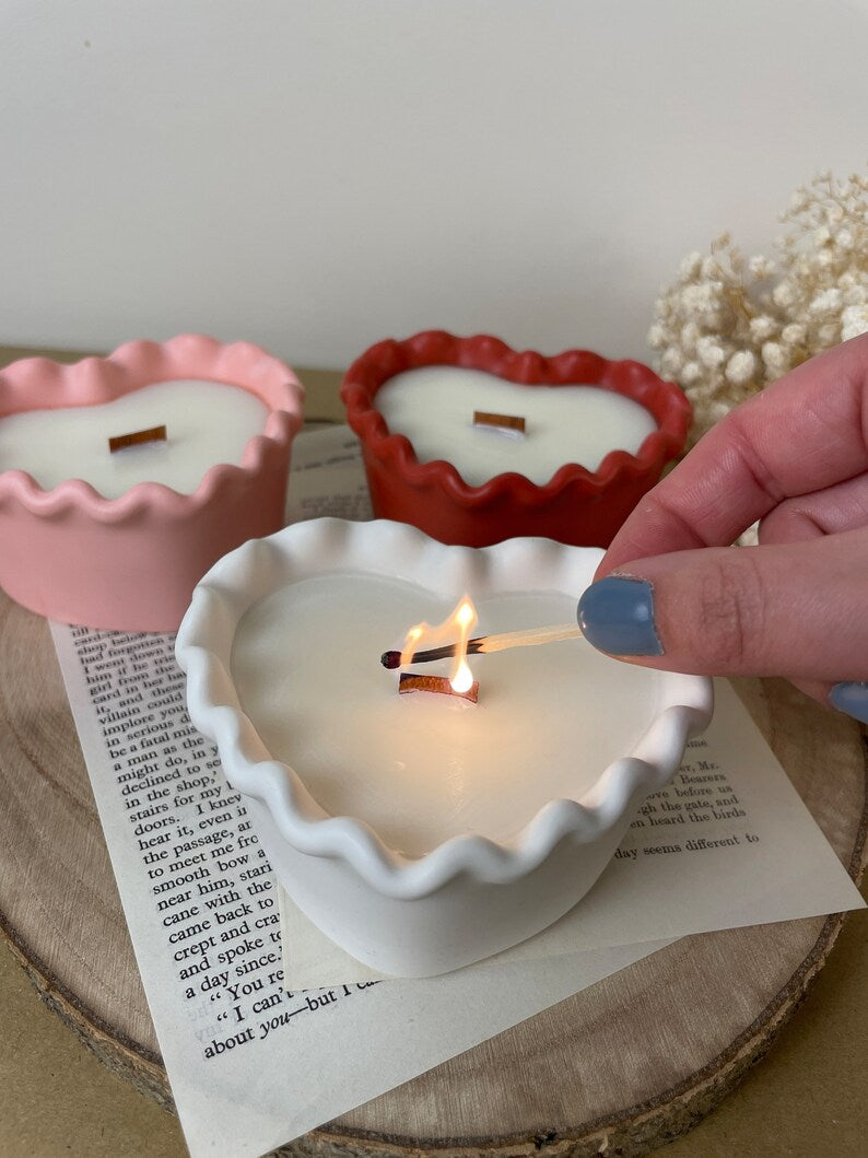 Scented Heart Candle Concrete Gypsum Heart Candle