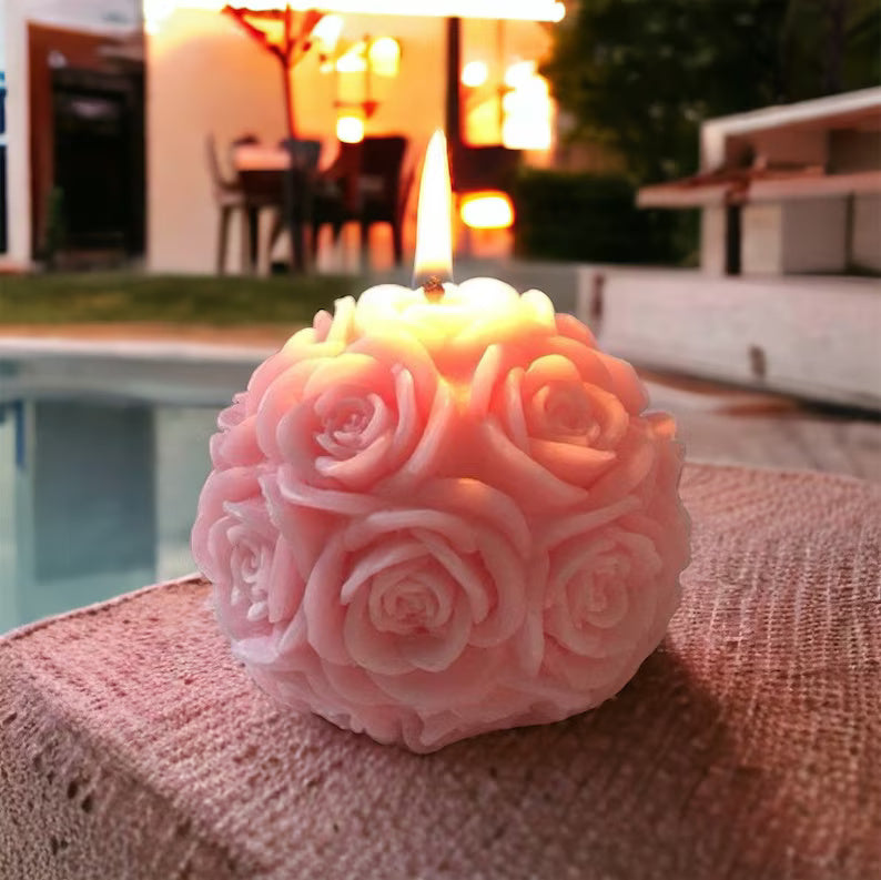 Rose Infused Scented Ball Candle