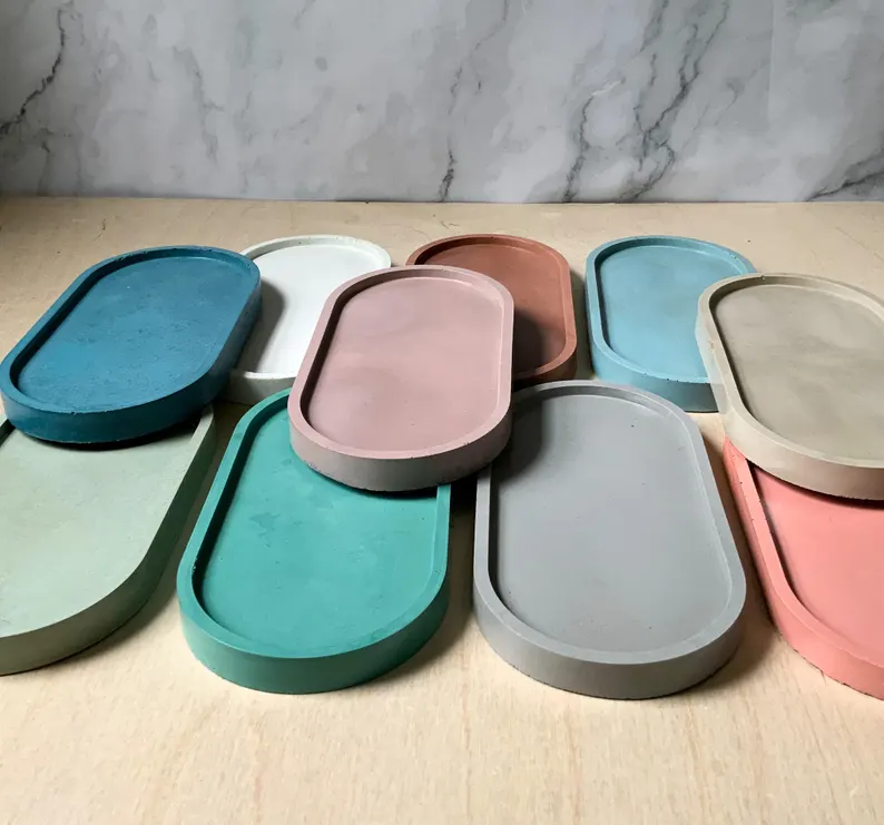 Long Oval Concrete Tray For Jewellery