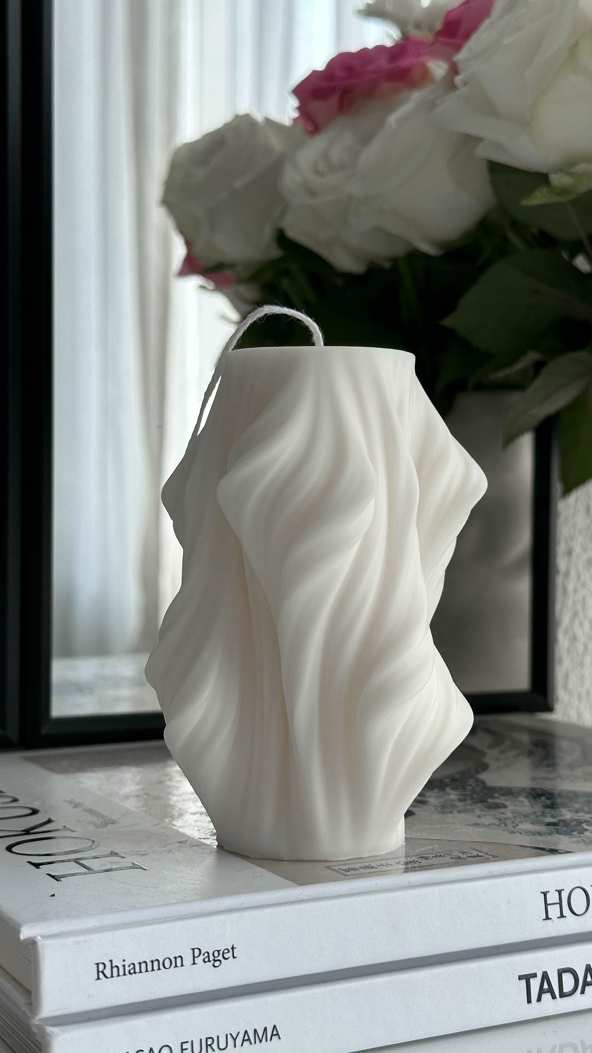 swirly pillar candle home decor candles natural soy wax herbal scented candle