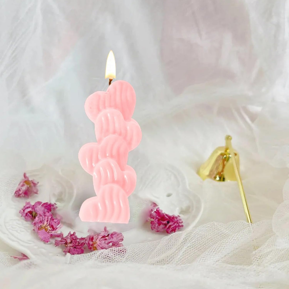 Heart Pillar Candle Heart Stacked Soy Wax Candle