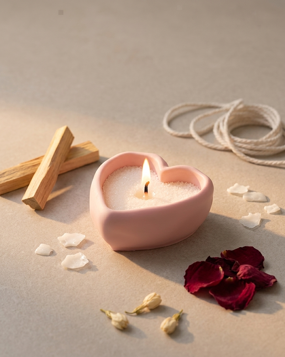 heart shaped concrete candle jar gypsum vessel empty empty open vessel Diwali gifting home decor India