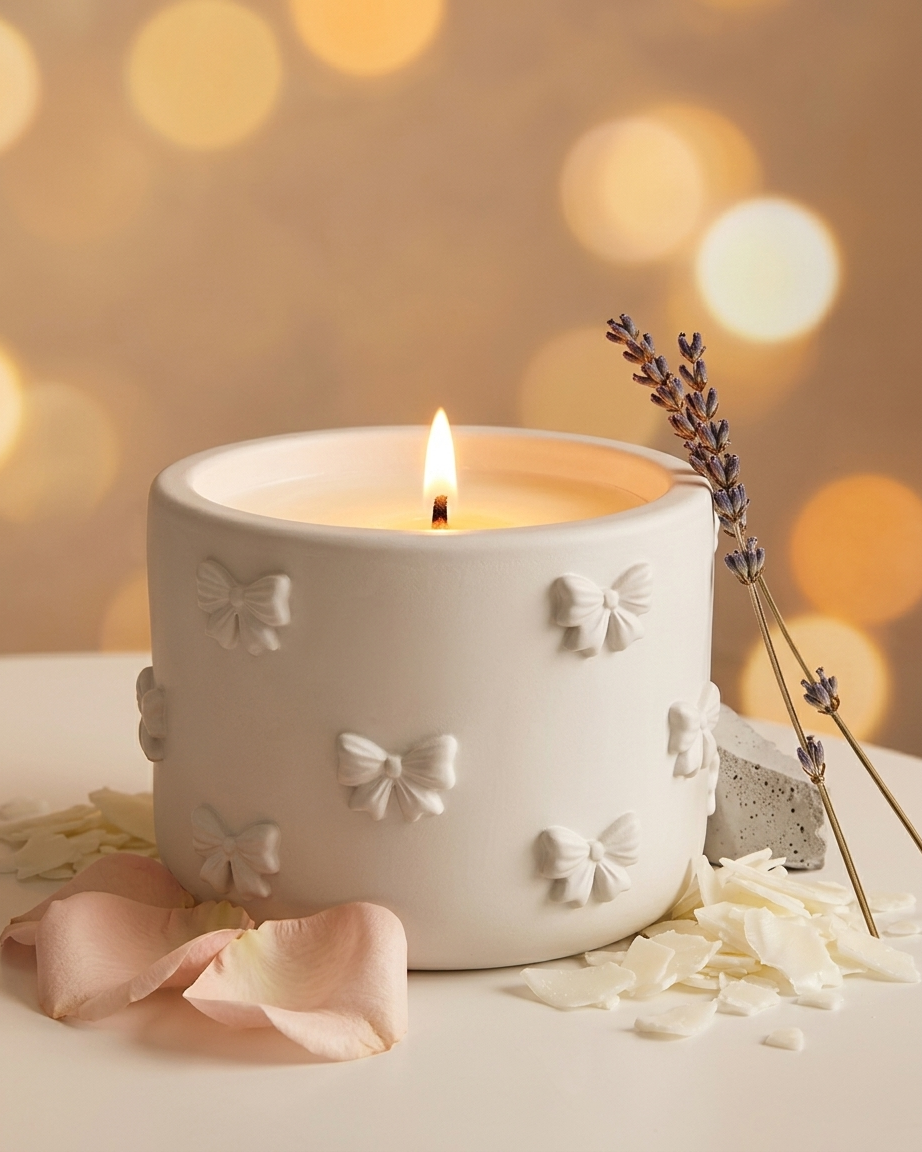 3D bow ribbon shaped concrete candle jar gypsum vessel empty empty open vessel wholesale bulk order India