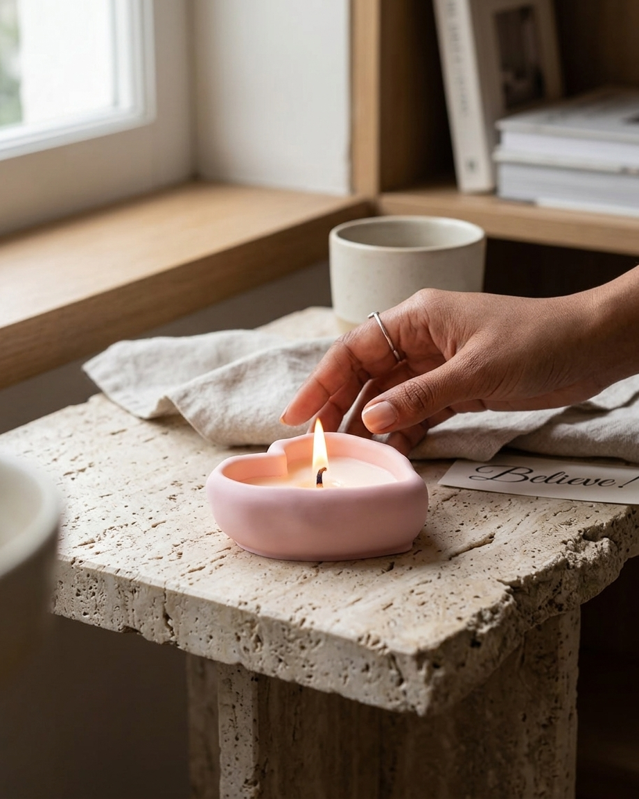 heart shaped concrete candle jar gypsum vessel empty empty open vessel wedding favour corporate gifting India