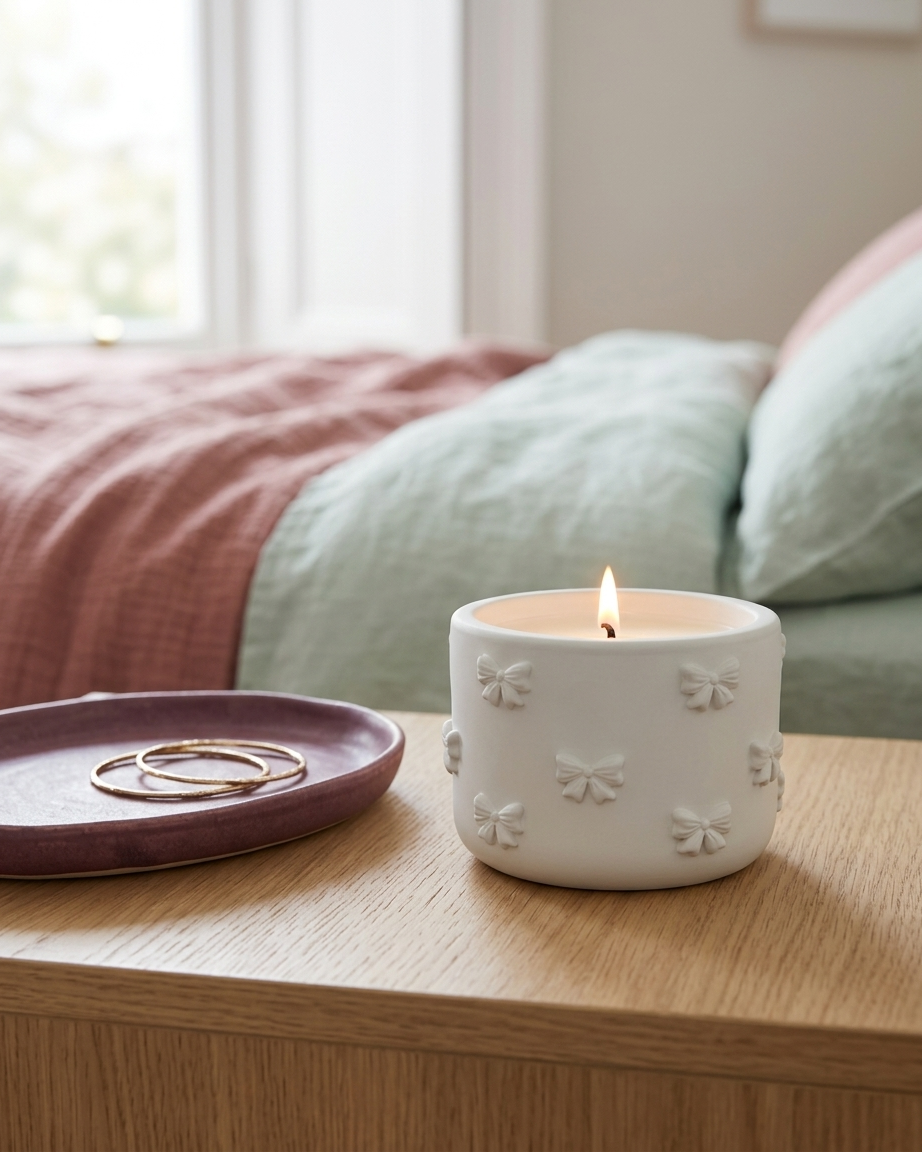 3D bow ribbon shaped concrete candle jar gypsum vessel empty empty open vessel bulk pack candle supplier Surat Gujarat India