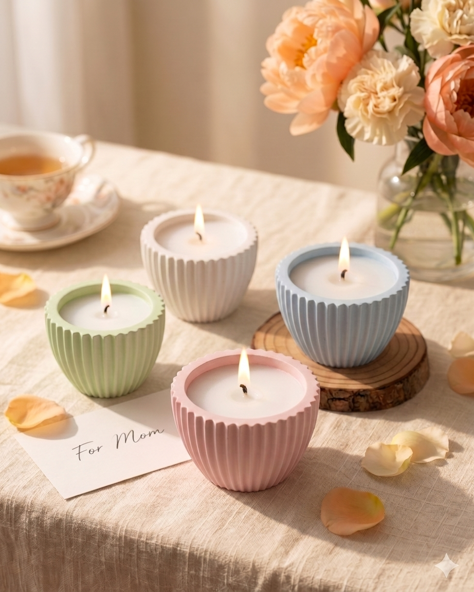 ribbed fluted concrete candle jar gypsum vessel empty empty open vessel wholesale bulk order India