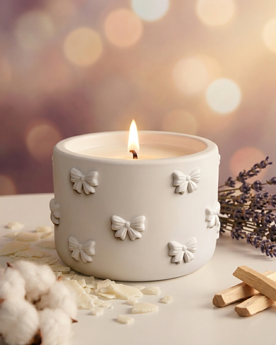 3D bow ribbon shaped concrete candle jar gypsum vessel empty empty open vessel wholesale bulk order India