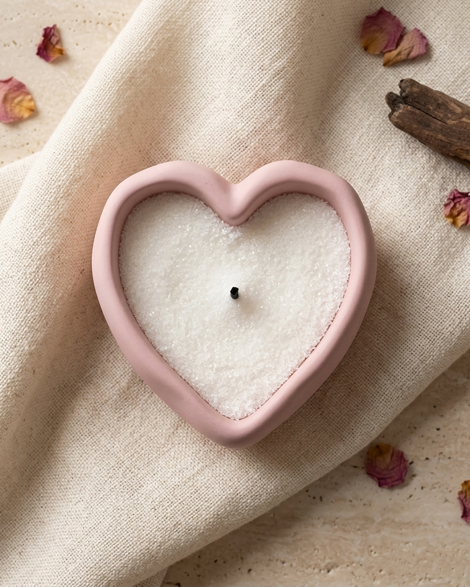 heart shaped concrete candle jar gypsum vessel empty empty open vessel aromatherapy soy wax candle India