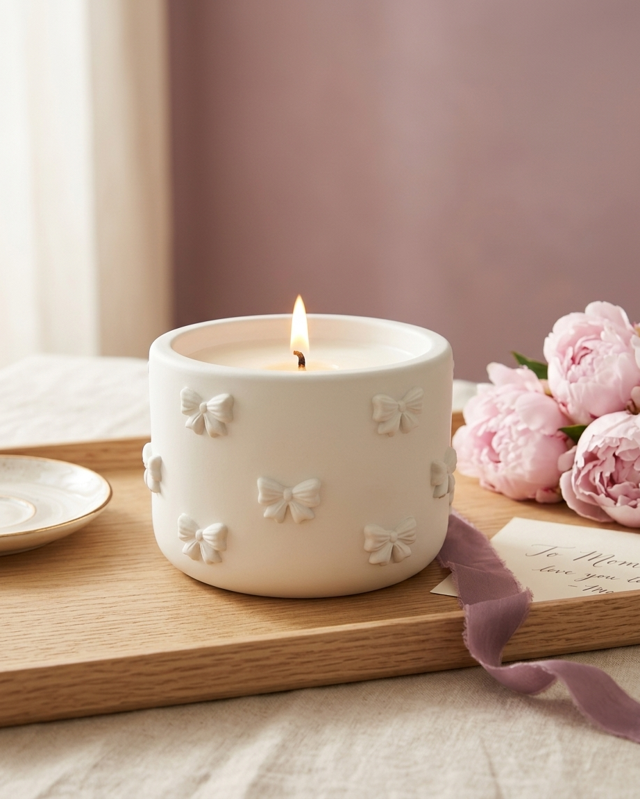 3D bow ribbon shaped concrete candle jar gypsum vessel empty empty open vessel candle making raw material wholesale India