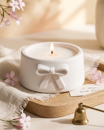 3D bow ribbon shaped concrete candle bowl gypsum vessel soy wax empty open vessel wholesale bulk order India